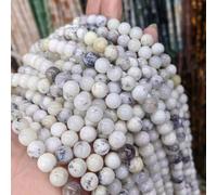 KIZAMI 37-62 White Opal Round Stone Beads 6-10mm Natural Gemstone Loose Beads for Jewelry Making, DIY Bracelet Craft Projects, Accessories