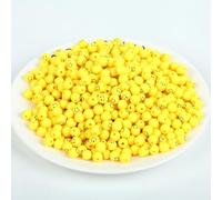 KIZAMI 50/100/200/500pcs 8/10/12/14mm Round Smile Face Beads，Yellow Acrylic Craft Happy Face Beads for DIY Jewelry Making, Bracelet Crafting