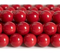 KIZAMI Red Imitation Pearl Beads Round Freshwater Natural Shell Pearl Loose Bead Options 4/6/8/10mm for Jewelry Accessories Making