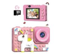 Kizeefun Kids Camera, Cartoon Dinosaurs New Building Block Kids Cameras Christmas Birthday present for Boys Girls Age 3 4 5 6 7 8 9 10 11 12 Years Old, 32GB SD Card Included