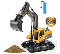 Kizeefun Remote Control Excavator, RC Digger with Lights and Sounds for Kids, 2.4GHz 360° RotationTrucks for Boys Girls 6-12 Years