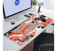 KIZIFI Black Orange Fluid Large Mouse Pad Gaming Desk Mat 35.4x11.8x0.12 inch XXL Extended Mousepad with Non-Slip Rubber Base and Stitched Edge Mouse Pads for Desk Home Office Gaming