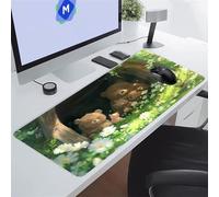 KIZIFI Cartoon Bears Large Gaming Mouse Pad, XXL Extended Gamer Mouse Mat with Stitched Edges, 47.2x23.6x0.12 inch Non-Slip Rubber Base Gaming Desk Mat, Big Long Mousepad for Work, Game, Office, Home