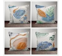 KIZIFI Cushion Covers Set of 4 50x50 cm Brown Blue Linen Decorative Cushion Cover Black Green Square Throw Pillow Case 20x20 inch Outdoor Sofa Cushions Covers for Couch, Bed, Bench