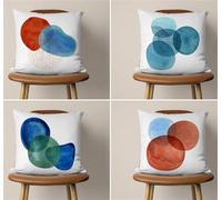 KIZIFI Cushion Covers Set of 4 60x60 cm Blue Green Linen Decorative Cushion Cover Brown White Square Throw Pillow Case 24x24 inch Outdoor Sofa Cushions Covers for Couch, Bed, Bench