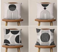 KIZIFI Cushion Covers Set of 4 60x60 cm Stripes Linen Decorative Cushion Cover Black White Square Throw Pillow Case 24x24 inch Outdoor Sofa Cushions Covers for Couch, Bed, Bench