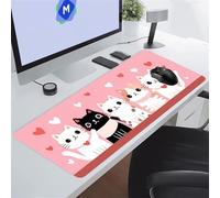 KIZIFI Cute Cartoon Cat Large Mouse Pad Gaming Desk Mat 47.2x23.6x0.08 inch XXL Extended Mousepad with Non-Slip Rubber Base and Stitched Edge Mouse Pads for Desk Home Office Gaming