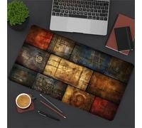 KIZIFI Extended Large Gaming Mouse Pad, Non-Slip Rubber Base Stitched Edge Big Desk Mat, Abstract Retro Desk Keyboard Mouse Mat for PC Laptop Home Office 35.4x11.8x0.08 inch