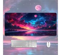 KIZIFI Extended Large Gaming Mouse Pad, Non-Slip Rubber Base Stitched Edge Big Desk Mat, Dream Scenery Desk Keyboard Mouse Mat for PC Laptop Home Office 27.5x11.8x0.12 inch