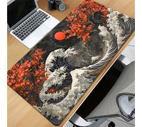 KIZIFI Extended Large Gaming Mouse Pad, Non-Slip Rubber Base Stitched Edge Big Desk Mat, Full Moon Waves Desk Keyboard Mouse Mat for PC Laptop Home Office 31.5x15.7x0.12 inch