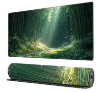 KIZIFI Extended Large Gaming Mouse Pad, Non-Slip Rubber Base Stitched Edge Big Desk Mat, Green Bamboo Grove Desk Keyboard Mouse Mat for PC Laptop Home Office 31.5x15.7x0.12 inch