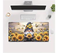 KIZIFI Extended Large Gaming Mouse Pad, Non-Slip Rubber Base Stitched Edge Big Desk Mat, Sunflower Santa Desk Keyboard Mouse Mat for PC Laptop Home Office 27.5x11.8x0.12 inch