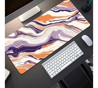 KIZIFI Extended Large Gaming Mouse Pad, Non-Slip Rubber Base Stitched Edge Big Desk Mat, Yellow White Purple Desk Keyboard Mouse Mat for PC Laptop Home Office 35.4x15.7x0.08 inch