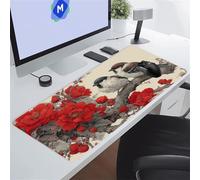 KIZIFI Flower Branch Bird Large Mouse Pad Gaming Desk Mat 35.4x11.8x0.08 inch XXL Extended Mousepad with Non-Slip Rubber Base and Stitched Edge Mouse Pads for Desk Home Office Gaming