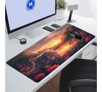 KIZIFI Flowers Cat Sunset Large Mouse Pad Gaming Desk Mat 47.2x23.6x0.12 inch XXL Extended Mousepad with Non-Slip Rubber Base and Stitched Edge Mouse Pads for Desk Home Office Gaming