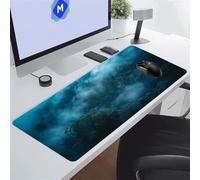 KIZIFI Gaming Mouse Mat 27.5x11.8x0.08 inch Large Mouse Pad Blue Misty Forests Extended XXL Mousepad with Non-Slip Rubber Base Smooth Cloth Surface Big Desk Pad for Gaming Office Work