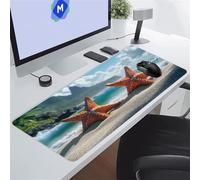 KIZIFI Gaming Mouse Mat 35.4x11.8x0.12 inch Large Mouse Pad Beach Starfish Extended XXL Mousepad with Non-Slip Rubber Base Smooth Cloth Surface Big Desk Pad for Gaming Office Work