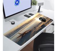 KIZIFI Gaming Mouse Mat 35.4x11.8x0.12 inch Large Mouse Pad Starfish Beach Extended XXL Mousepad with Non-Slip Rubber Base Smooth Cloth Surface Big Desk Pad for Gaming Office Work