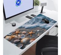 KIZIFI Gaming Mouse Mat 59x31.5x0.08 inch Large Mouse Pad Beach Starfish Extended XXL Mousepad with Non-Slip Rubber Base Smooth Cloth Surface Big Desk Pad for Gaming Office Work