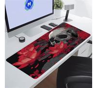 KIZIFI Gaming Mouse Mat 59x31.5x0.08 inch Large Mouse Pad Red Lotus Ghost Extended XXL Mousepad with Non-Slip Rubber Base Smooth Cloth Surface Big Desk Pad for Gaming Office Work