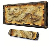 KIZIFI Gaming Mouse Pad 23.6x11.8x0.12 inch, World Map Vintage XXL Extended Mouse Mat, Non-Slip Keyboard Mat with Stitched Edges, Large Mouse Mats for Desk Home Office