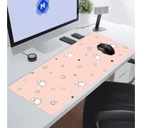 KIZIFI Gaming Mouse Pad 31.5x11.8x0.08 inch, Pink Cute Ghost XXL Extended Mouse Mat, Non-Slip Keyboard Mat with Stitched Edges, Large Mouse Mats for Desk Home Office