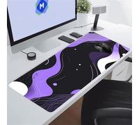 KIZIFI Gaming Mouse Pad 31.5x11.8x0.08 inch, White Purple Black XXL Extended Mouse Mat, Non-Slip Keyboard Mat with Stitched Edges, Large Mouse Mats for Desk Home Office