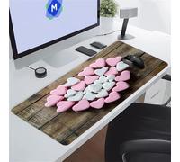 KIZIFI Gaming Mouse Pad 39.4x19.7x0.08 inch, Heart Wood Grain XXL Extended Mouse Mat, Non-Slip Keyboard Mat with Stitched Edges, Large Mouse Mats for Desk Home Office