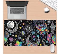 KIZIFI Gaming Mouse Pad Abstract Stars Moon Large Desk Mat 700x300x3 mm with Non-Slip Rubber Base for Office & Home Computers, Laptop, Gamer