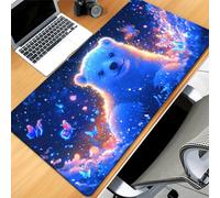 KIZIFI Gaming Mouse Pad Cute Bear Butterfly Large Desk Mat 700x300x3 mm with Non-Slip Rubber Base for Office & Home Computers, Laptop, Gamer