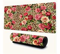 KIZIFI Gaming Mouse Pad Floral Leopard Print Large Desk Mat 600x400x3 mm with Non-Slip Rubber Base for Office & Home Computers, Laptop, Gamer