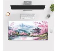 KIZIFI Gaming Mouse Pad Flowers, Lake, Mountains Large Desk Mat 700x400x2 mm with Non-Slip Rubber Base for Office & Home Computers, Laptop, Gamer