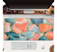 KIZIFI Gaming Mouse Pad Marble, Green, Pink Large Desk Mat 800x300x2 mm with Non-Slip Rubber Base for Office & Home Computers, Laptop, Gamer