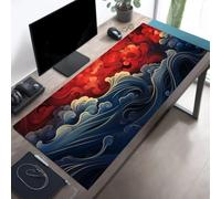 KIZIFI Gaming Mouse Pad Ocean Waves Large Desk Mat 900x400x3 mm with Non-Slip Rubber Base for Office & Home Computers, Laptop, Gamer