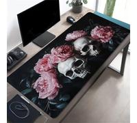 KIZIFI Gaming Mouse Pad Pink Flowers Ghosts Large Desk Mat 600x400x3 mm with Non-Slip Rubber Base for Office & Home Computers, Laptop, Gamer