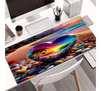 KIZIFI Gaming Mouse Pad Tropical Beach Heart Large Desk Mat 1000x500x2 mm with Non-Slip Rubber Base for Office & Home Computers, Laptop, Gamer