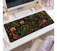 KIZIFI Gaming Mouse Pad Tropical Leaf Floral Large Desk Mat 800x300x2 mm with Non-Slip Rubber Base for Office & Home Computers, Laptop, Gamer