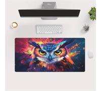 KIZIFI Gaming Mouse Pad Watercolor Owl Large Desk Mat 600x400x3 mm with Non-Slip Rubber Base for Office & Home Computers, Laptop, Gamer
