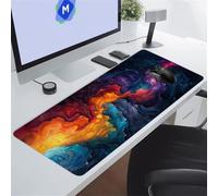 KIZIFI Gaming Mouse Pad Yellow Blue Fluid Large Desk Mat 700x300x3 mm with Non-Slip Rubber Base for Office & Home Computers, Laptop, Gamer