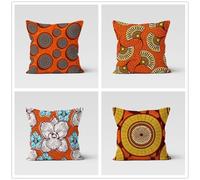 KIZIFI Green Flowers Outdoor Cushion Covers 60x60 cm Set of 4 Waterproof Throw Pillow Covers Orange Yellow Linen Cushion Covers Patio Garden Pillowcases for Bench Sofa Indoor Decoration