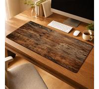 KIZIFI Large Gaming Mouse Pad 35.4x15.7x0.08 inch, Extended XXL Mouse Mat with Anti-Slip Base & Stitched Edges for Desk Laptop (Retro Wood Grain)