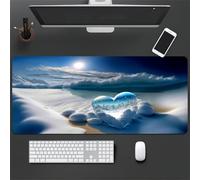 KIZIFI Large Gaming Mouse Pad XXL Extended Desk Mat, Beach Heart Scenery Mouse Mat, Gaming Keyboard Mousepad, Big Desk Pad with Non-Slip Base and Stitched Edge for Office/Gaming (39.4x19.7x0.12 inch)