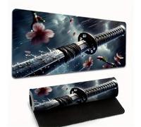 KIZIFI Large Gaming Mouse Pad XXL Extended Desk Mat, Flower Samurai Mouse Mat, Gaming Keyboard Mousepad, Big Desk Pad with Non-Slip Base and Stitched Edge for Office/Gaming (27.5x15.7x0.08 inch)