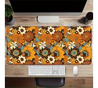 KIZIFI Large Gaming Mouse Pad XXL Extended Desk Mat, Yellow Flowers Mouse Mat, Gaming Keyboard Mousepad, Big Desk Pad with Non-Slip Base and Stitched Edge for Office/Gaming (39.4x19.7x0.12 inch)