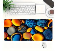 KIZIFI Large Gaming Mouse Pad XXL Extended Desk Mat, Yellow Stones Mouse Mat, Gaming Keyboard Mousepad, Big Desk Pad with Non-Slip Base and Stitched Edge for Office/Gaming (23.6x15.7x0.12 inch)