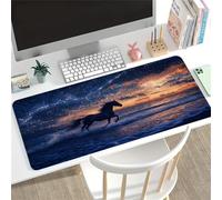 KIZIFI Large Mouse Pad, Animal Cat Beach Gaming Mouse Mat, Extended XXL Mousepad with Non-Slip Rubber Base, Office Full Desk Mat with Stitched Edges, Long Keyboard Mouse Pad (23.6x11.8x0.12 inch)