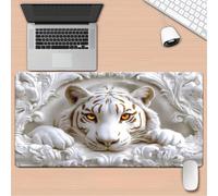 KIZIFI Large Mouse Pad, Animal Tiger Gaming Mouse Mat, Extended XXL Mousepad with Non-Slip Rubber Base, Office Full Desk Mat with Stitched Edges, Long Keyboard Mouse Pad (27.5x15.7x0.12 inch)