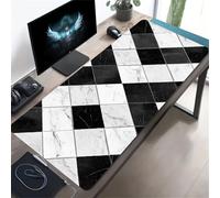 KIZIFI Large Mouse Pad, Black White Marble Gaming Mouse Mat, Extended XXL Mousepad with Non-Slip Rubber Base, Office Full Desk Mat with Stitched Edges, Long Keyboard Mouse Pad (27.5x15.7x0.12 inch)