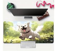 KIZIFI Large Mouse Pad, Cute Dog Gaming Mouse Mat, Extended XXL Mousepad with Non-Slip Rubber Base, Office Full Desk Mat with Stitched Edges, Long Keyboard Mouse Pad (23.6x11.8x0.12 inch)