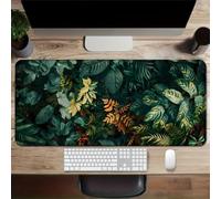 KIZIFI Large Mouse Pad, Green Plant Leaves Gaming Mouse Mat, Extended XXL Mousepad with Non-Slip Rubber Base, Office Full Desk Mat with Stitched Edges, Long Keyboard Mouse Pad (47.2x23.6x0.12 inch)